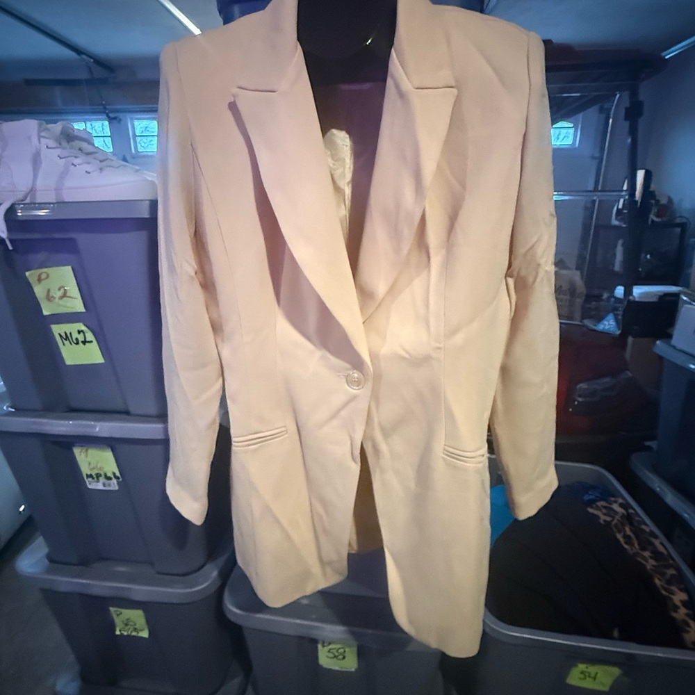 Elegant Cream Women's Blazer mp54 - Picture 4 of 5